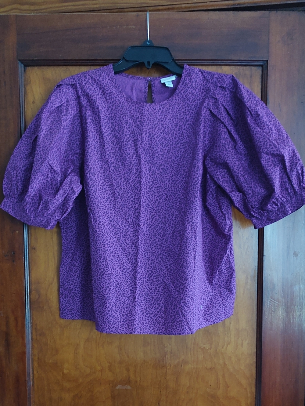 Target Purple Puff-Sleeve Blouse with Subtle Spot Print